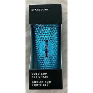 Starbucks 2023 Summer Studded Metallic BLUE Keychain Tumbler‎